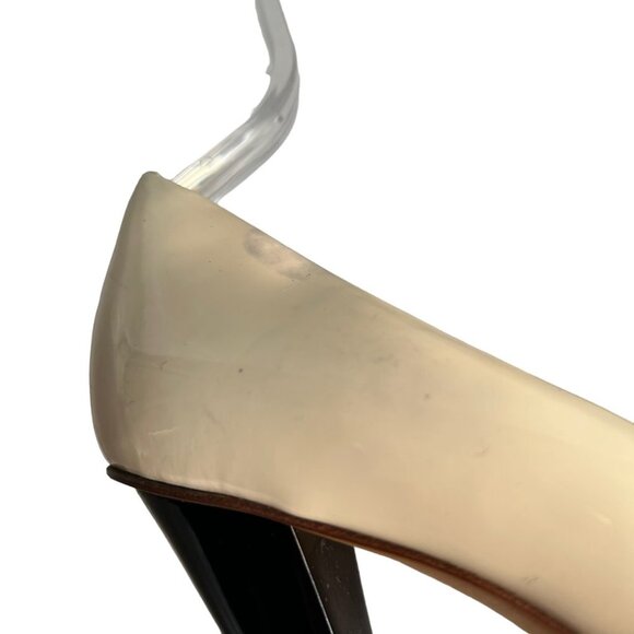 Giuseppe Zanotti high heel sandals patent leather black cream white peep toe - Picture 14 of 16